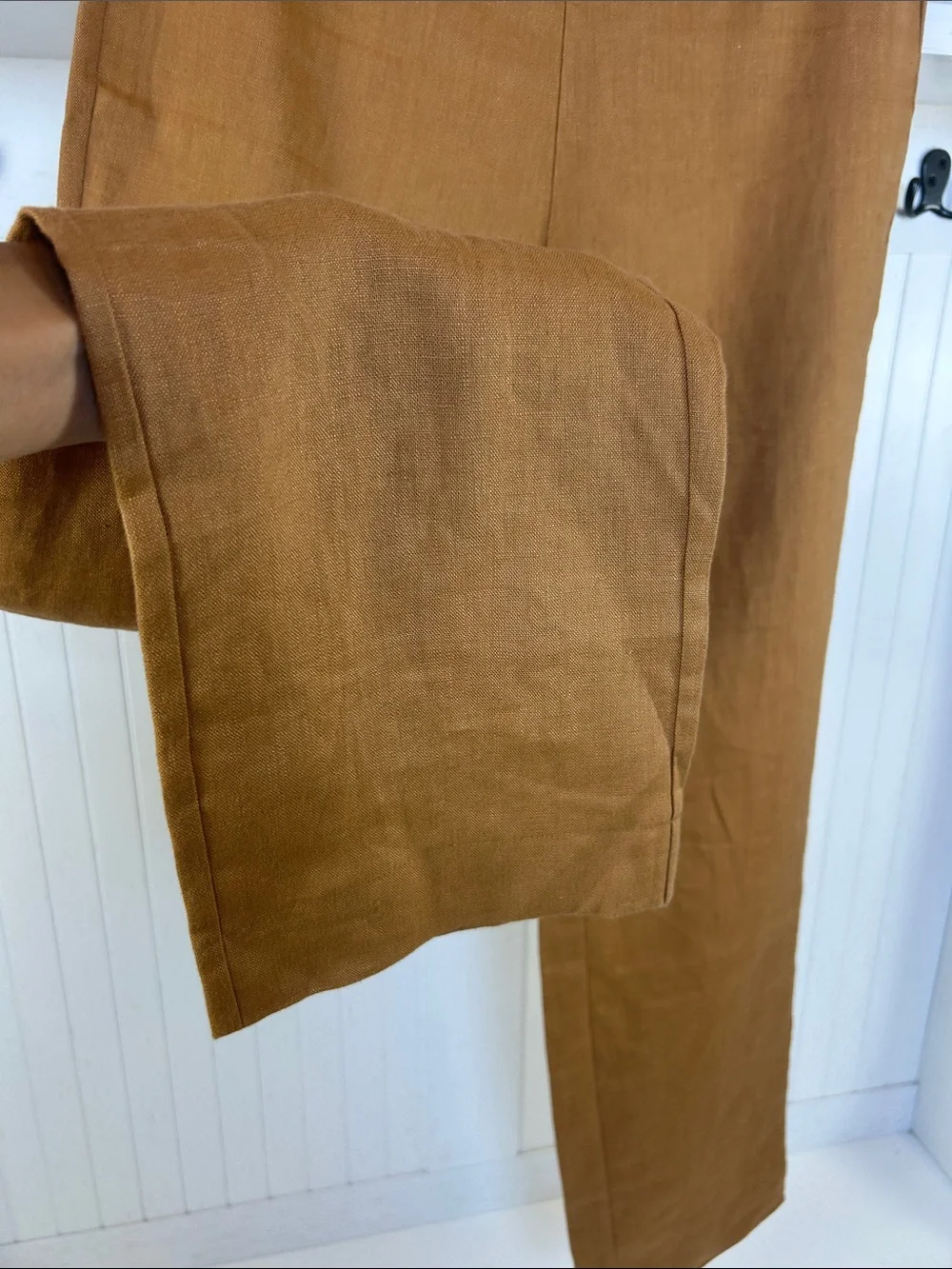 Reformation Brown 100% Linen Cropped Straight Leg Pants 0
